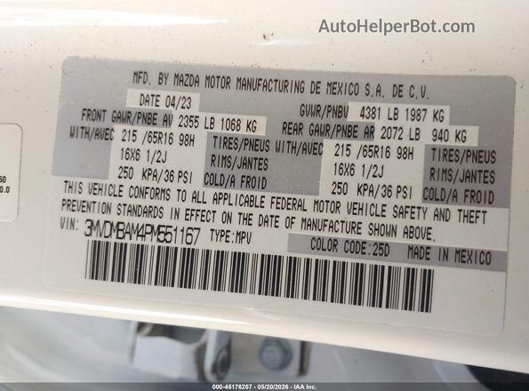3MVDMBAM4PM551167 2023 MAZDA CX-30 Белый Вид подкапотного пространства