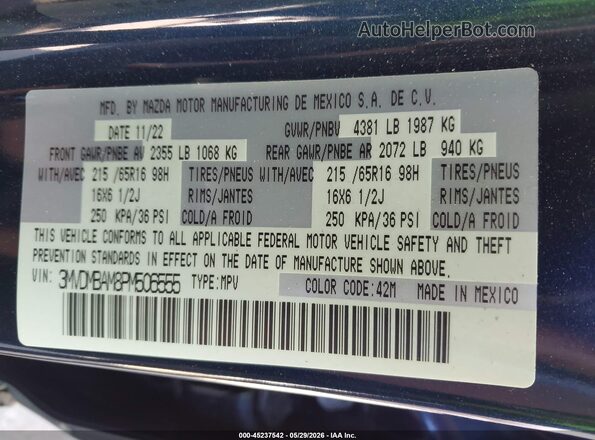 3MVDMBAM8PM506555 2023 MAZDA CX-30 Blue Շարժիչի բաժամունքի տեսք
