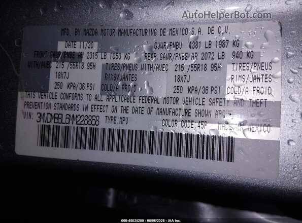 3MVDMBBL6MM228868 2021 MAZDA CX-30 Silver ძრავის განყოფილების ხედი