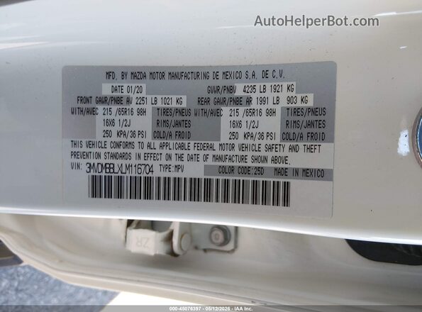 3MVDMBBLXLM116704 2020 MAZDA CX-30 Белый Вид подкапотного пространства