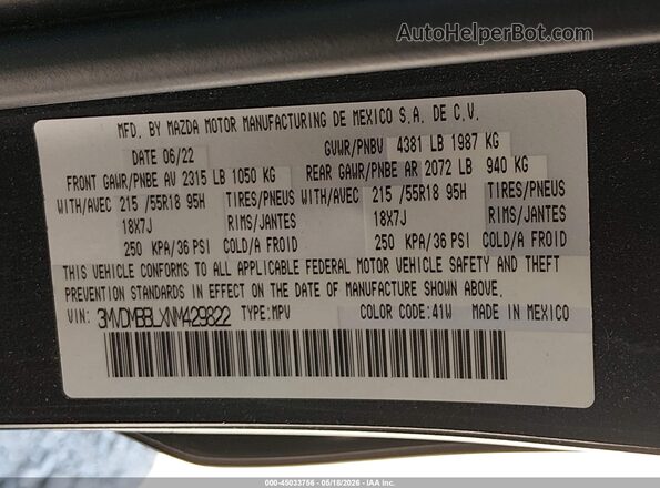 3MVDMBBLXNM429822 2022 MAZDA CX-30 Черный Вид подкапотного пространства