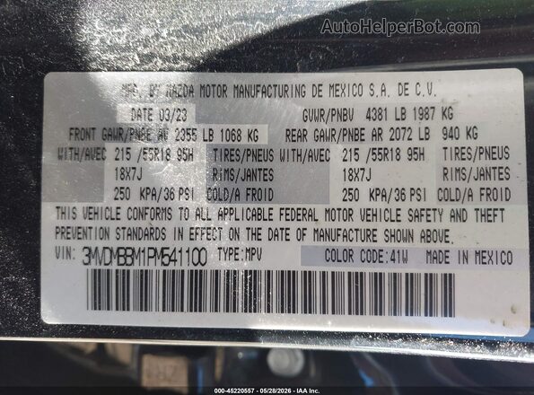 3MVDMBBM1PM541100 2023 MAZDA CX-30 Black Вид підкапотного простору
