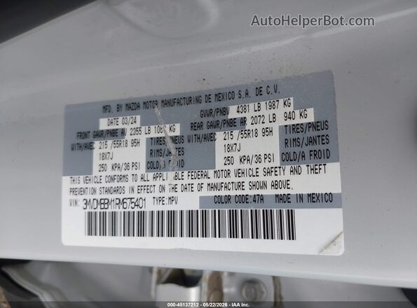 3MVDMBBM1RM675401 2024 MAZDA CX-30 White ძრავის განყოფილების ხედი