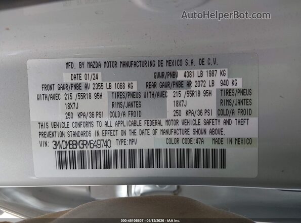 3MVDMBBM3RM649740 2024 MAZDA CX-30 Серый Вид подкапотного пространства