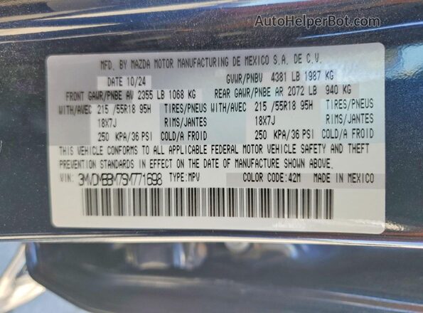 3MVDMBBM7SM771698 2025 MAZDA CX-30 Синий Вид наклейки с VIN-кодом