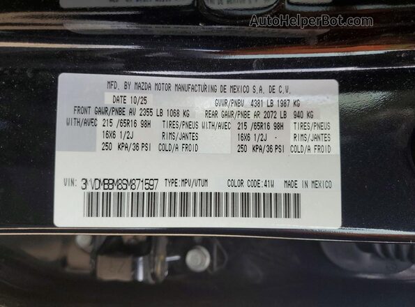 3MVDMBBM8SM871597 2025 MAZDA CX-30 Black 