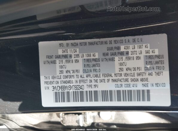 3MVDMBBMXSM789340 2025 MAZDA CX-30 Black ძრავის განყოფილების ხედი