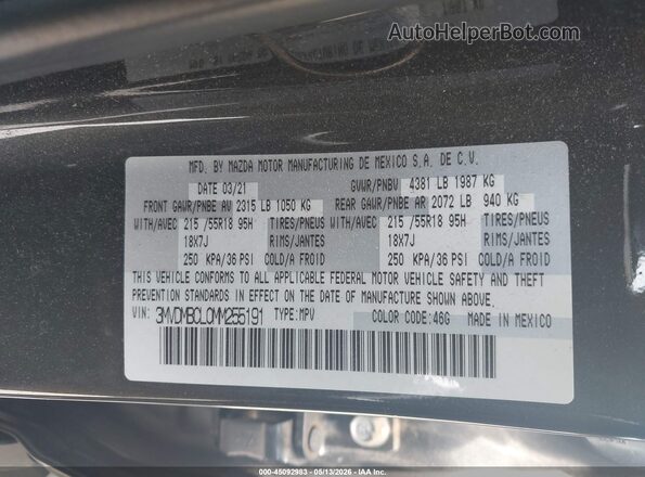 3MVDMBCL0MM255191 2021 MAZDA CX-30 Gray Engine compartment view