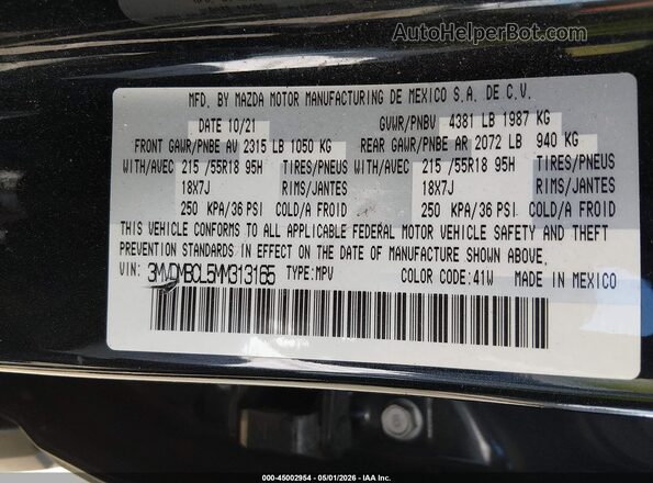 3MVDMBCL5MM313165 2021 MAZDA CX-30 Черный Вид подкапотного пространства