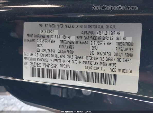 3MVDMBCL7NM416296 2022 MAZDA CX-30 Black 