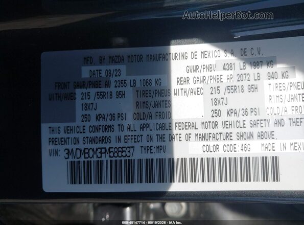 3MVDMBCM3PM586537 2023 MAZDA CX-30 Gray Engine compartment view