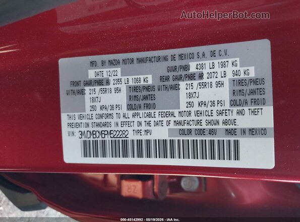 3MVDMBCM6PM522282 2023 MAZDA CX-30 Red Vista del compartimento del motor