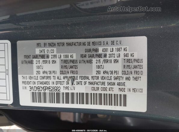 3MVDMBCM9PM528982 2023 MAZDA CX-30 Turquoise Widok komory silnika
