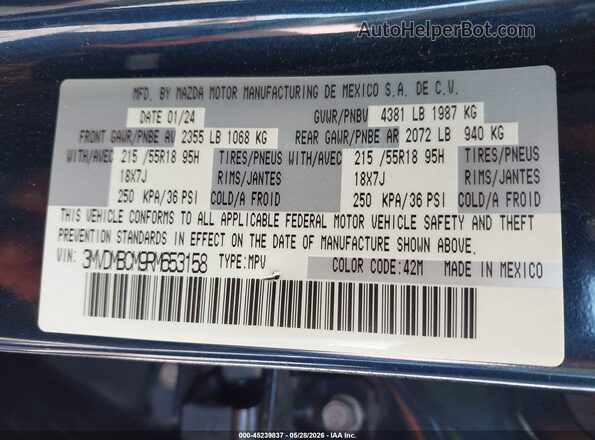 3MVDMBCM9RM653158 2024 MAZDA CX-30 Blue Շարժիչի բաժամունքի տեսք