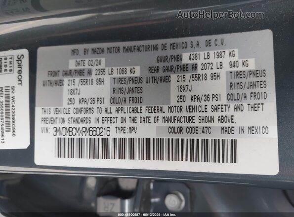 3MVDMBCMXRM660216 2024 MAZDA CX-30 Синий Вид подкапотного пространства