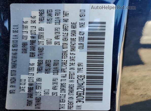 3MVDMBDL2NM407438 2022 MAZDA CX-30 Blue Вид підкапотного простору