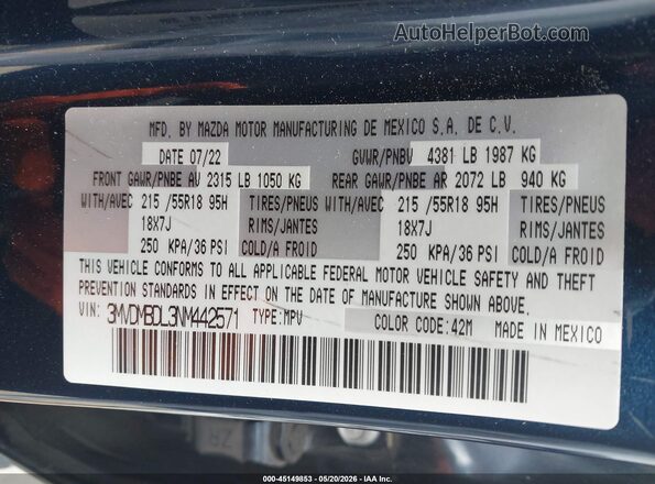 3MVDMBDL3NM442571 2022 MAZDA CX-30 Blue Engine compartment view