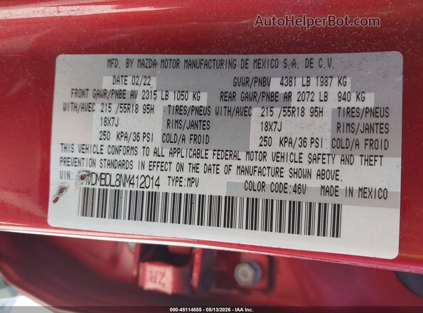 3MVDMBDL8NM412014 2022 MAZDA CX-30 Red 