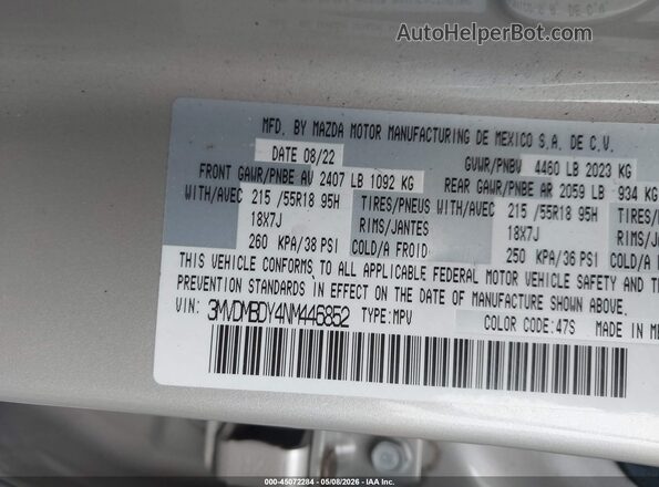 3MVDMBDY4NM446852 2022 MAZDA CX-30 Gray Vista del compartimento del motor