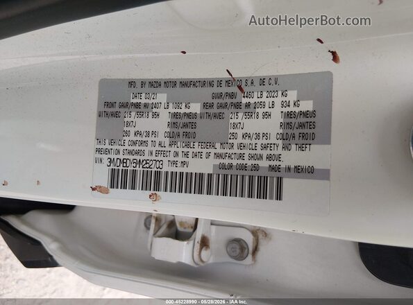 3MVDMBDY5MM252703 2021 MAZDA CX-30 White 