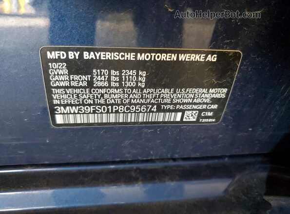 3MW39FS01P8C95674 2023 BMW 7 SERIES Blue 