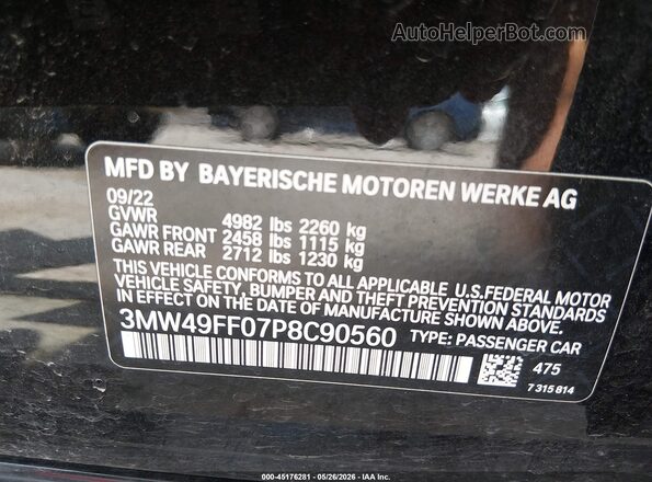 3MW49FF07P8C90560 2023 BMW M3 Black Widok komory silnika