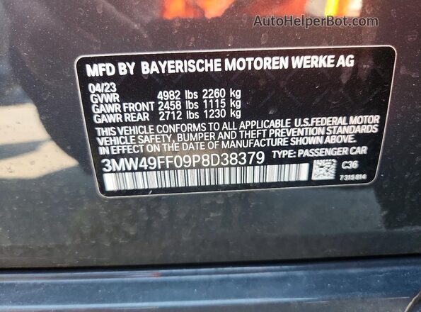3MW49FF09P8D38379 2023 BMW M3 Серый Вид подкапотного пространства