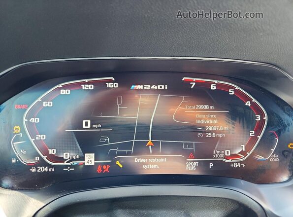 3MW53CM08N8C38780 2022 BMW M2 White ხელსაწყოთა პანელის ხედი