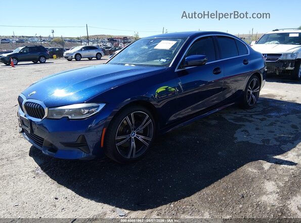 3MW5R7J09L8B12757 2020 BMW 3 SERIES Blue Առջևի ձախ երեք քառորդ տեսարան