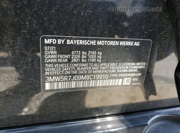3MW5R7J09M8C19910 2021 BMW 3 SERIES Black Widok komory silnika