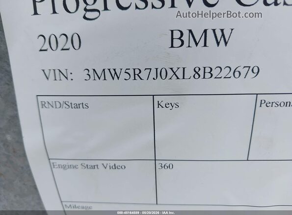3MW5R7J0XL8B22679 2020 BMW 3 SERIES Brown Vista del compartimento del motor