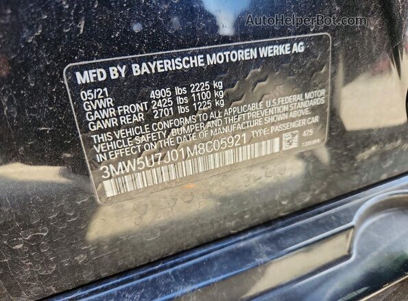 3MW5U7J01M8C05921 2021 BMW M3 Black Вид підкапотного простору