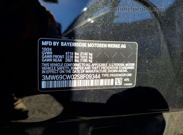 3MW69CW02S8F09344 2025 BMW 3 SERIES Черный Вид наклейки с VIN-кодом