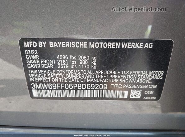 3MW69FF06P8D69209 2023 BMW 7 SERIES Gray 