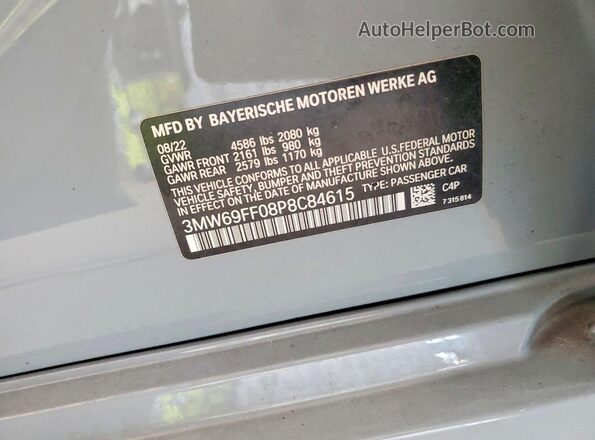 3MW69FF08P8C84615 2023 BMW 3 SERIES Gray Engine compartment view