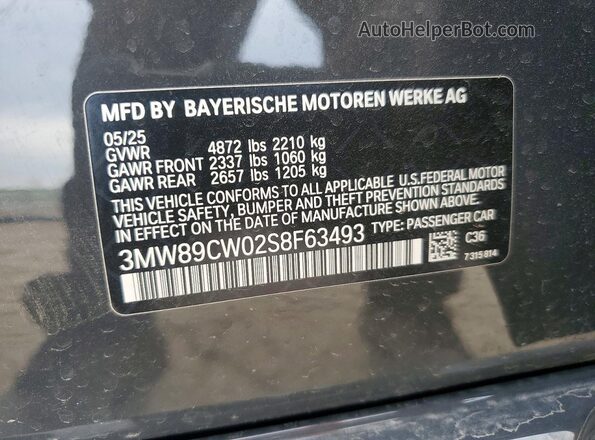 3MW89CW02S8F63493 2025 BMW 3 SERIES Gray Widok komory silnika