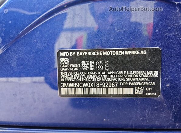 3MW89CW0XT8F92967 2026 BMW OTHER Blue 
