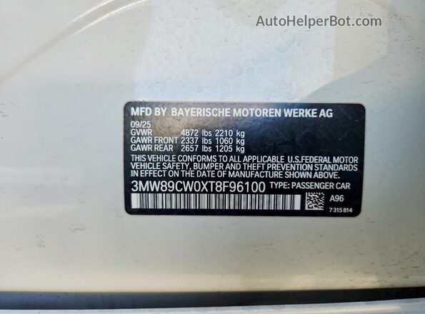 3MW89CW0XT8F96100 2026 BMW 3 SERIES White Widok komory silnika