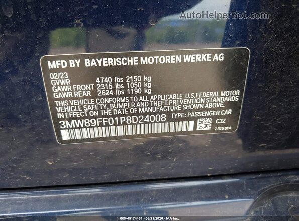 3MW89FF01P8D24008 2023 BMW 3 SERIES Blue Widok komory silnika