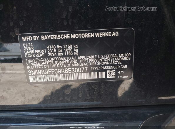3MW89FF09R8E30077 2024 BMW 3 SERIES Black Widok komory silnika