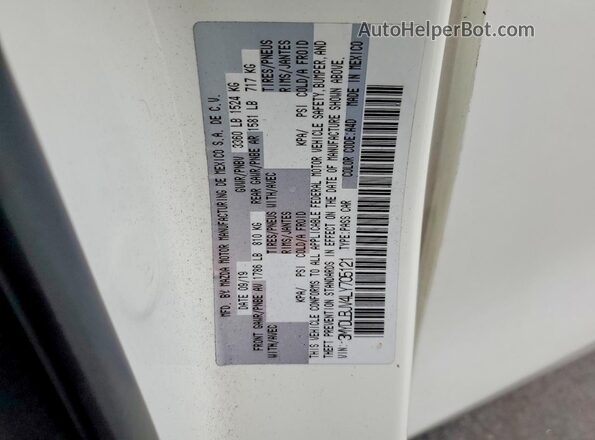 3MYDLBJV4LY705121 2020 TOYOTA YARIS White 