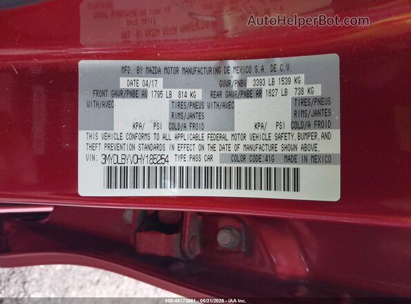 3MYDLBYV0HY185254 2017 TOYOTA YARIS IA Red Շարժիչի բաժամունքի տեսք