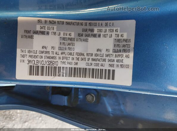 3MYDLBYV0JY325910 2018 TOYOTA YARIS IA Blue ძრავის განყოფილების ხედი