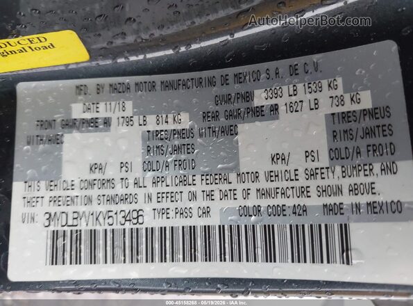 3MYDLBYV1KY513496 2019 TOYOTA YARIS Gray Вид підкапотного простору