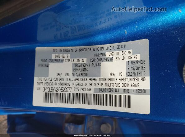 3MYDLBYV2KY520277 2019 TOYOTA YARIS Blue ძრავის განყოფილების ხედი