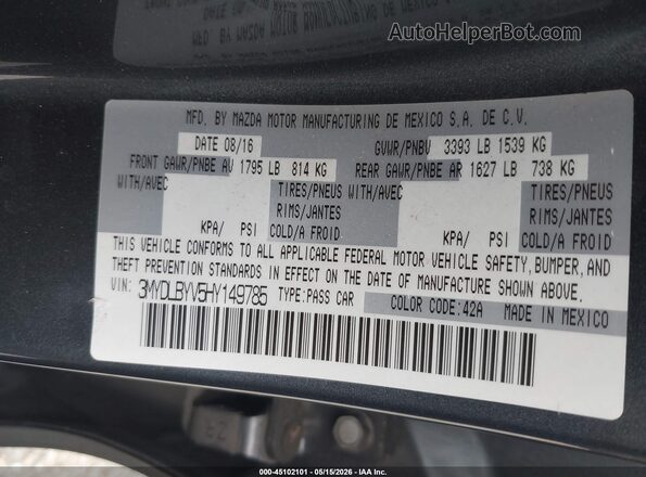 3MYDLBYV5HY149785 2017 TOYOTA YARIS IA Gray Engine compartment view