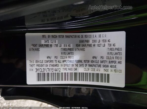 3MYDLBYV7KY514412 2019 TOYOTA YARIS Black Widok komory silnika