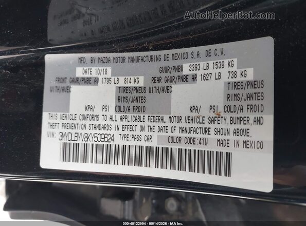 3MYDLBYV8KY509624 2019 TOYOTA YARIS Black 