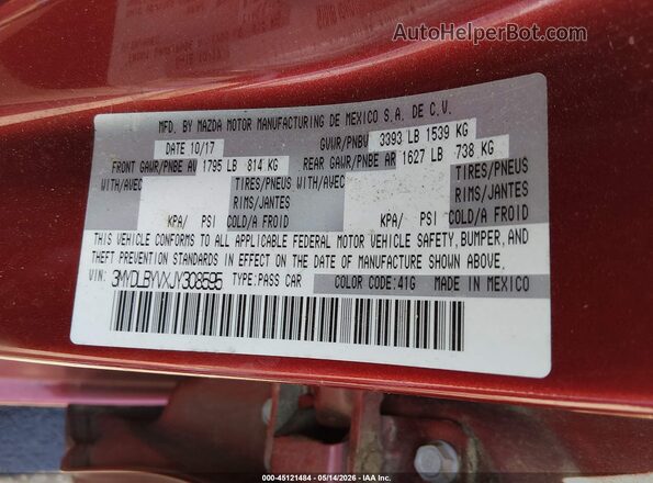 3MYDLBYVXJY308595 2018 TOYOTA YARIS IA Red Engine compartment view