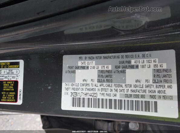 3MZBN1U71HM144203 2017 MAZDA 3 Gray Շարժիչի բաժամունքի տեսք
